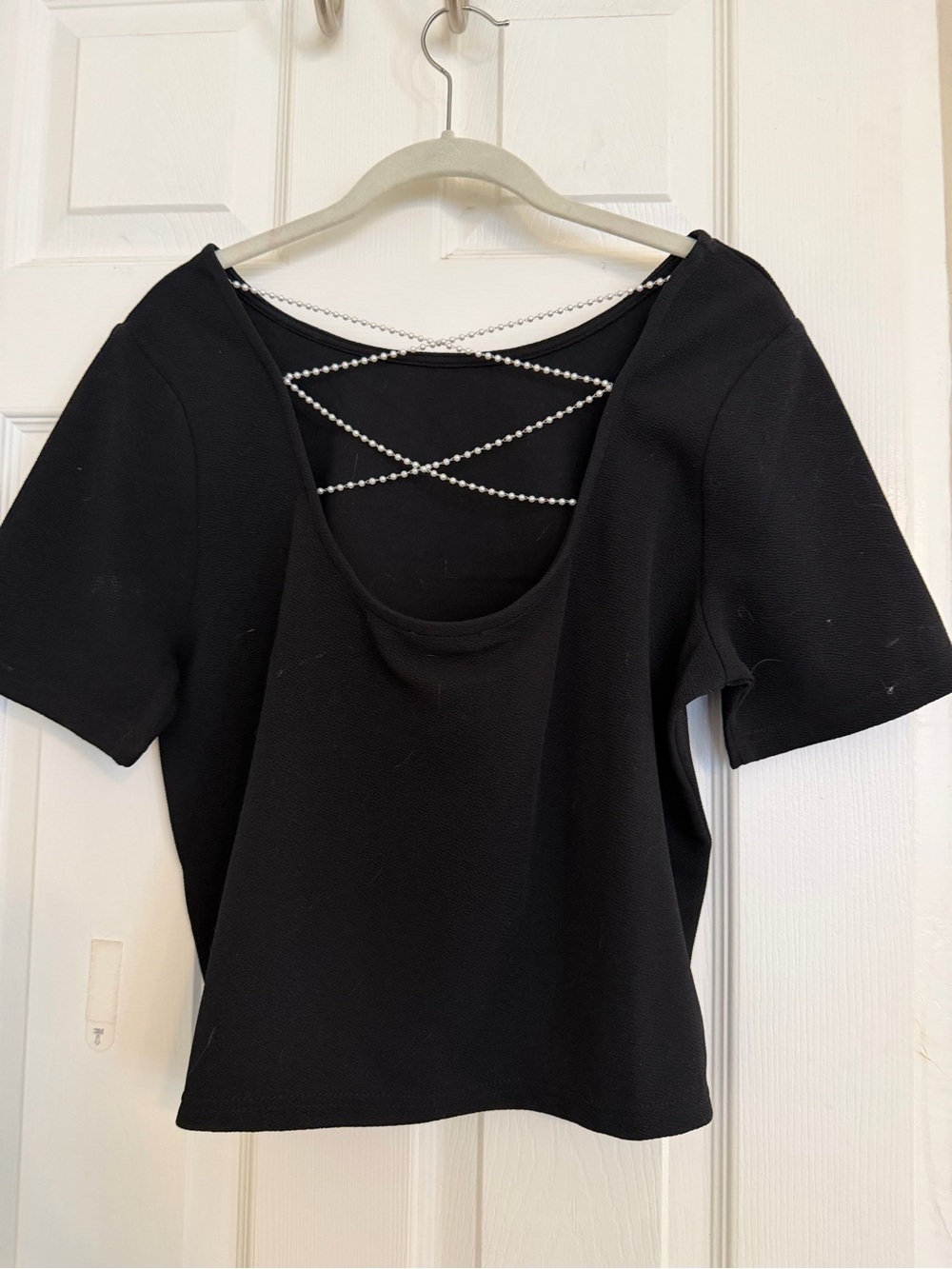 Women's Black Crop Top with Crisscross Back Detail